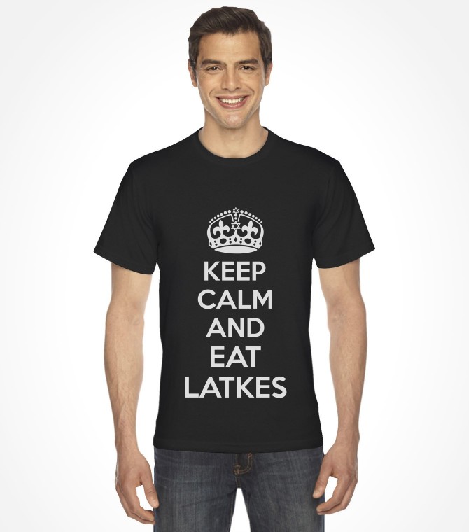 "Keep Calm and Eat Latkes" Funny Jewish Hanukkah Shirt