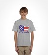 Map of USA with America in Hebrew Letters Shirt