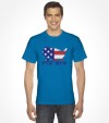 Map of USA with America in Hebrew Letters Shirt