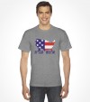 Map of USA with America in Hebrew Letters Shirt