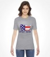 Map of USA with America in Hebrew Letters Shirt