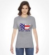 Map of USA with America in Hebrew Letters Shirt