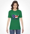 Map of USA with America in Hebrew Letters Shirt