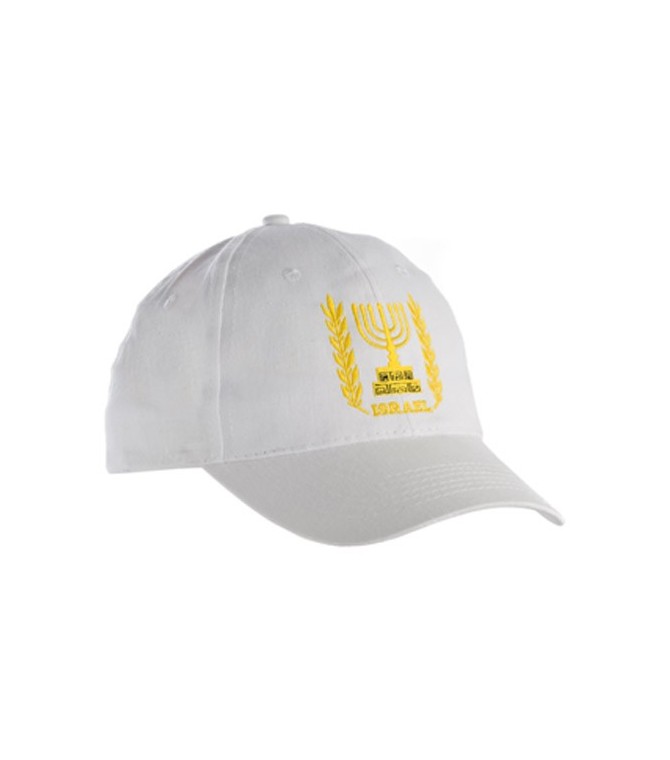 Israel Menorah White Cap