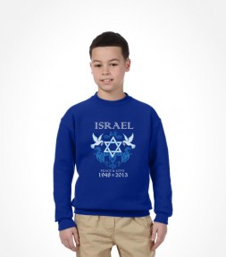 Special 65th Anniversary Edition - Israel Peace and Love S Blue Kids Sweatshirt