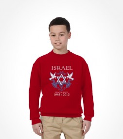 Special 65th Anniversary Edition - Israel Peace and Love S Red Kids Sweatshirt